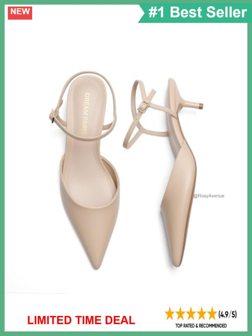 Kitten Heels Slingback Pointed Toe Closed Toe Pumps Faux Leather